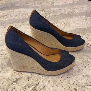 Coach navy wedges size 9